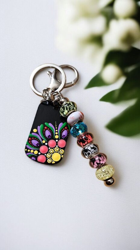 Hand-painted Mandala Keychain