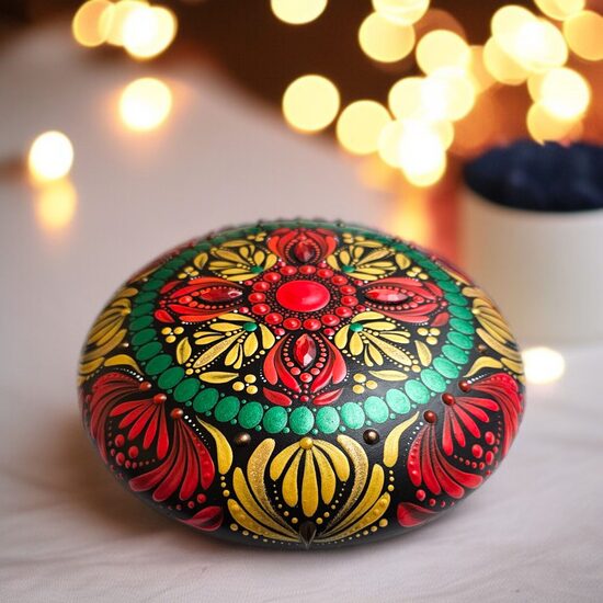 Weihnachtlicher Mandala-Stein