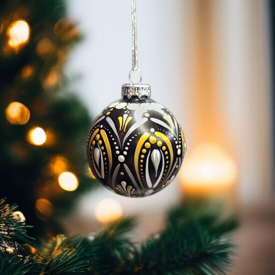 Elegante Weiße und Goldene Mandala Christbaumkugel