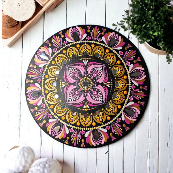 Mandala Bild-Gelb und Pink