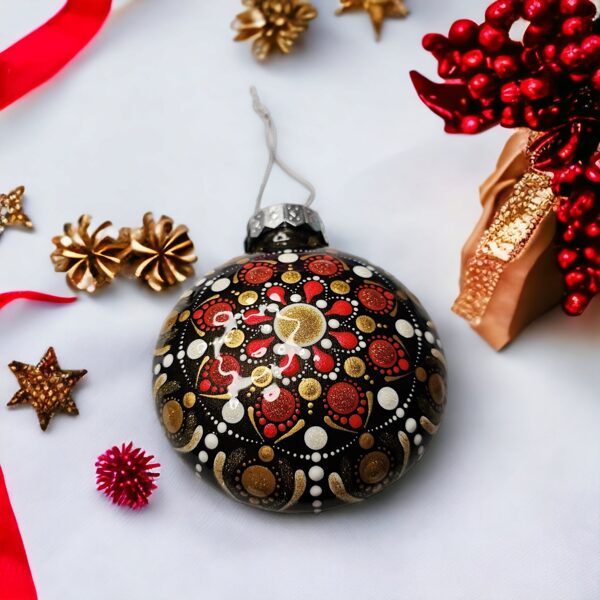 Christmas Tree Ornament Red and Gold Glitter