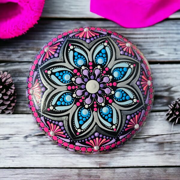 Mandala Stone Pink-Purple-Silver-Blue