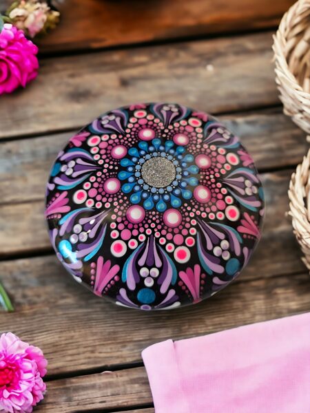 Mandala Stein Pink-Lila-Blau