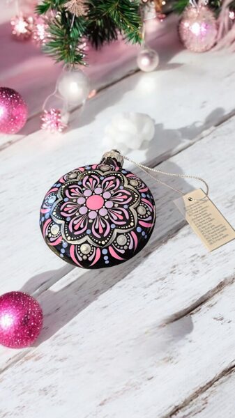 Christmas Tree Ornament – Pink, Purple, and Silver