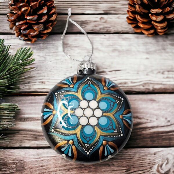 Glass Christmas Ornament – Turquoise and Gold