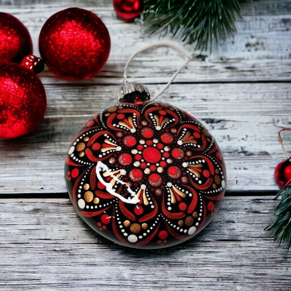 Glass Christmas Ornament – Red with Gold and Sparkling Gold