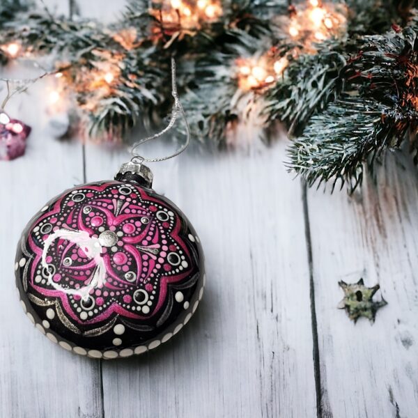 Christmas Ornament – Pink with Silver Accents